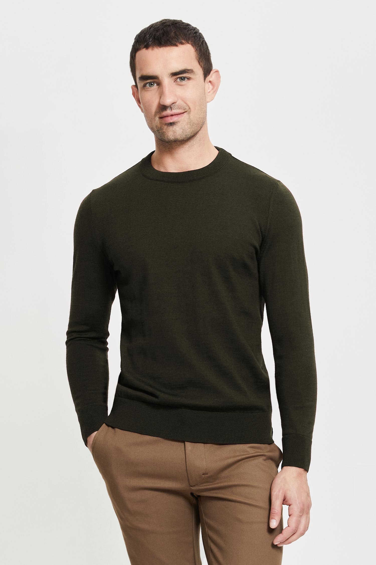Daniel Extra Fine Merino Wool Pullover Green