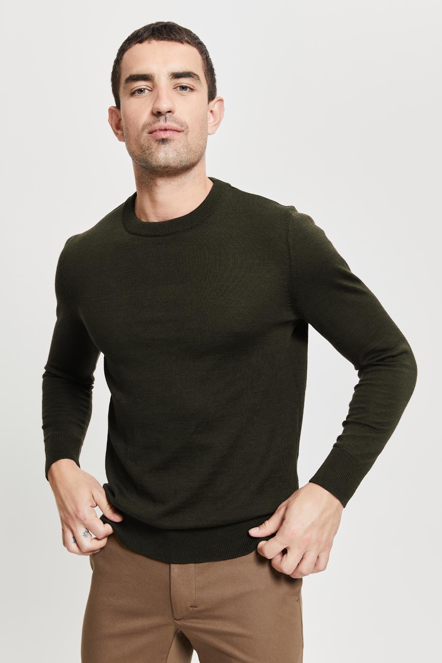 Daniel Extra Fine Merino Wool Pullover Green