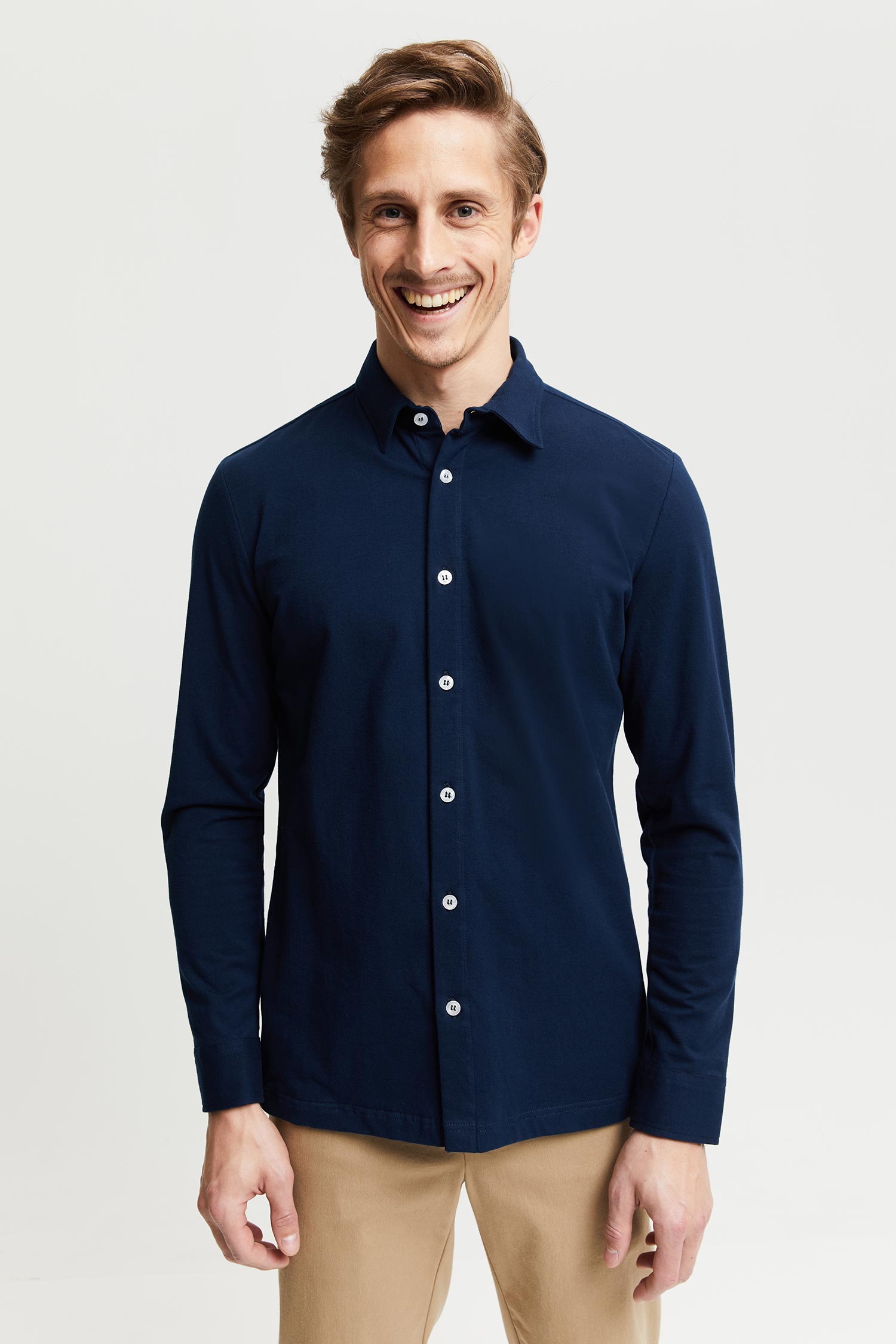 Frenn Hemmo sustainable premium quality GOTS organic cotton jersey shirt blue