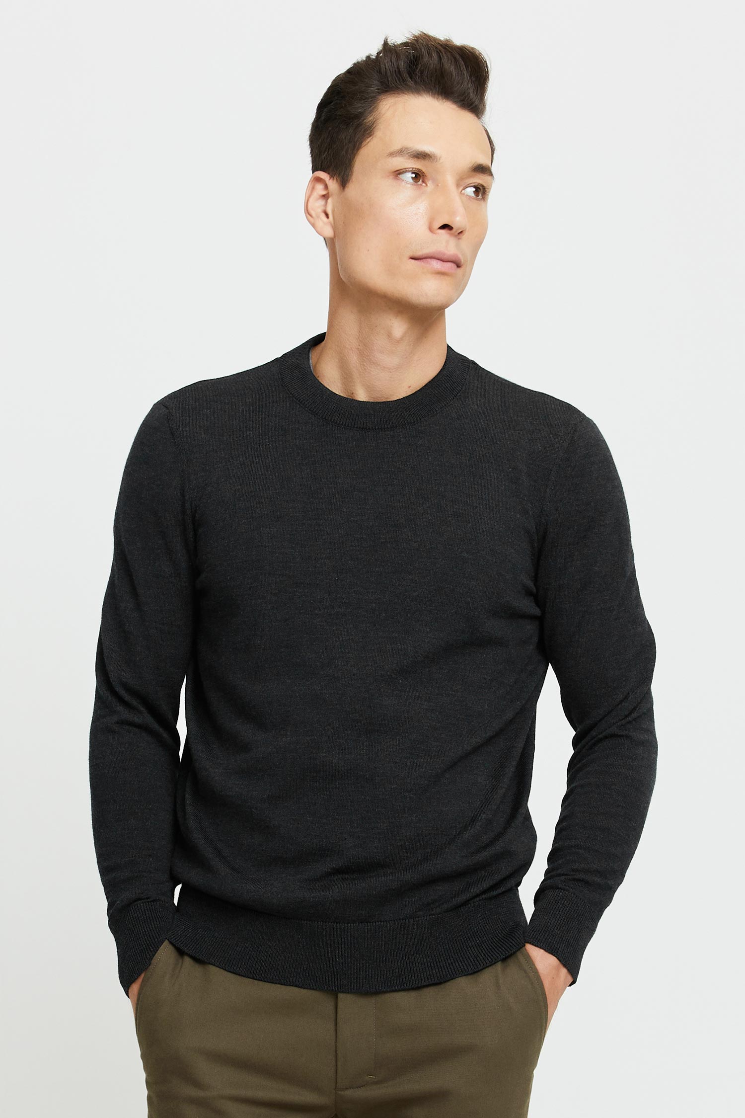 DANIEL anthracite 100 extra fine merino wool pullover