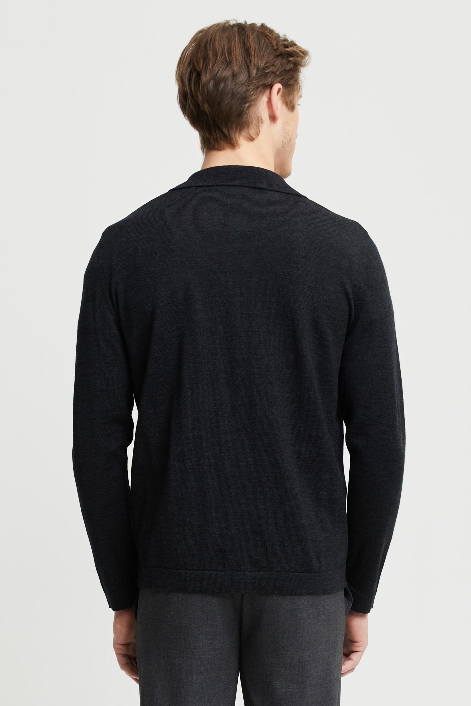 Frenn Eero sustainable premium quality extra fine merino wool knitted shirt anthracite