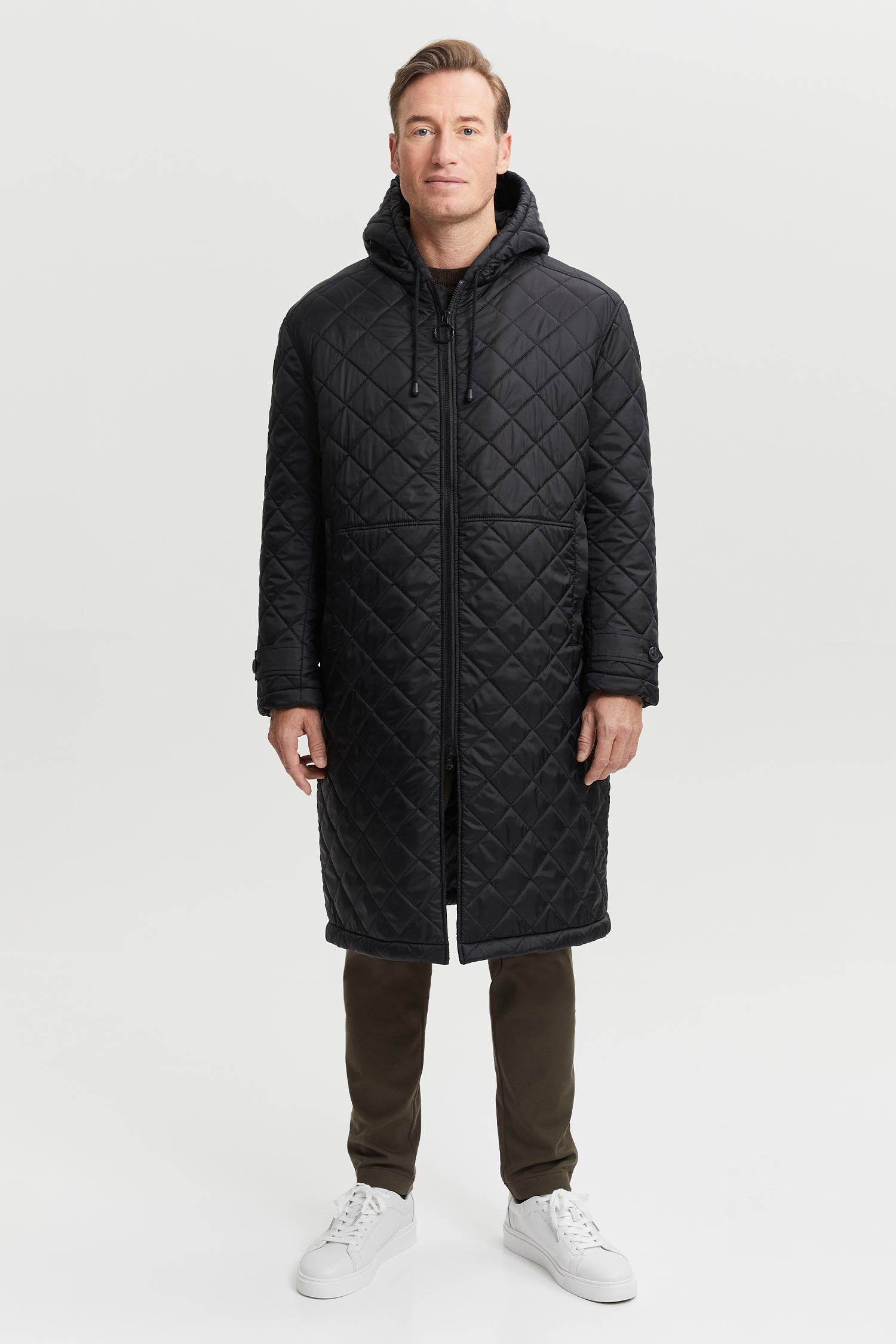 Pentti Water and Wind Repellent Quilted Parka Coat  Black