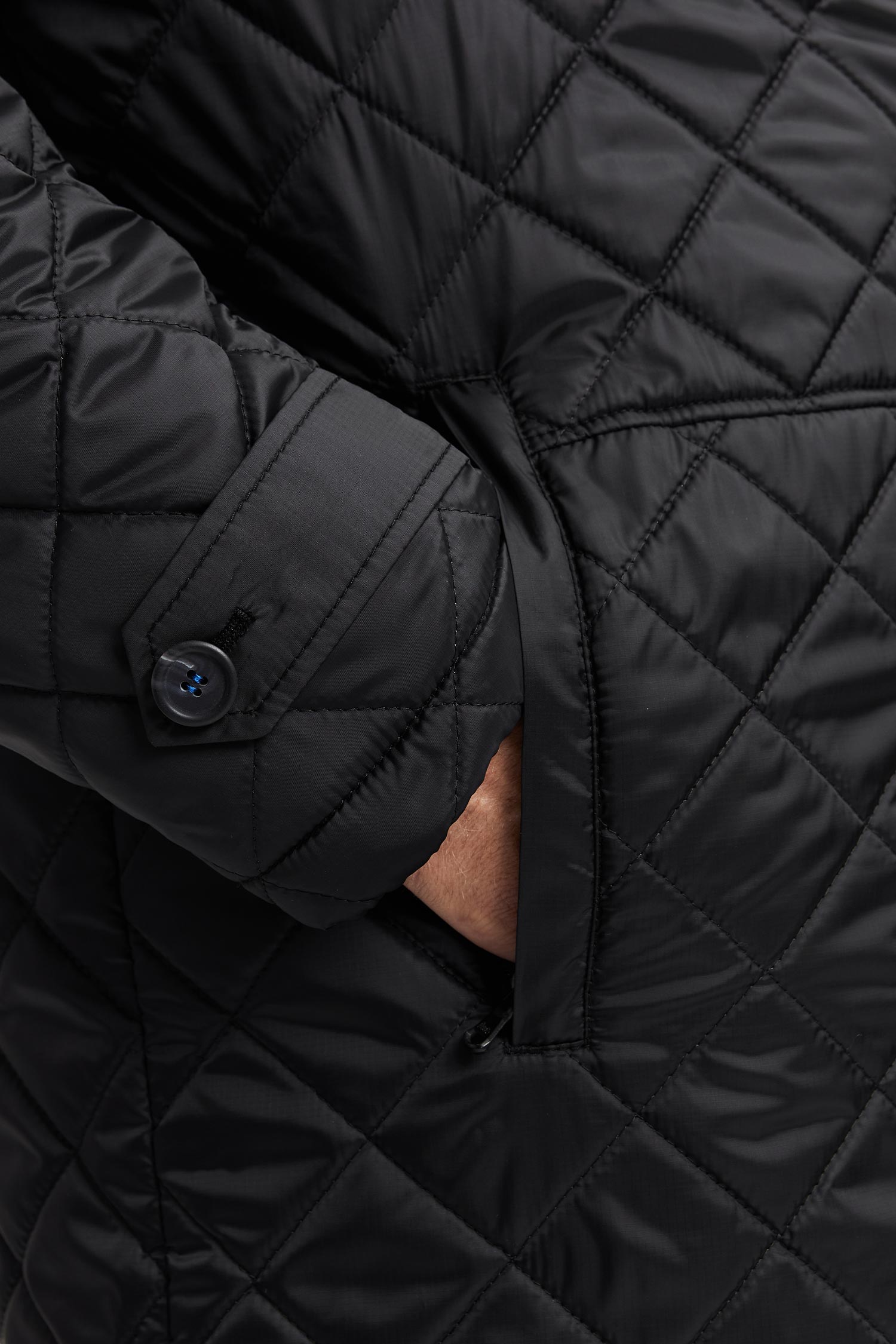 Pentti Water and Wind Repellent Quilted Parka Coat  Black