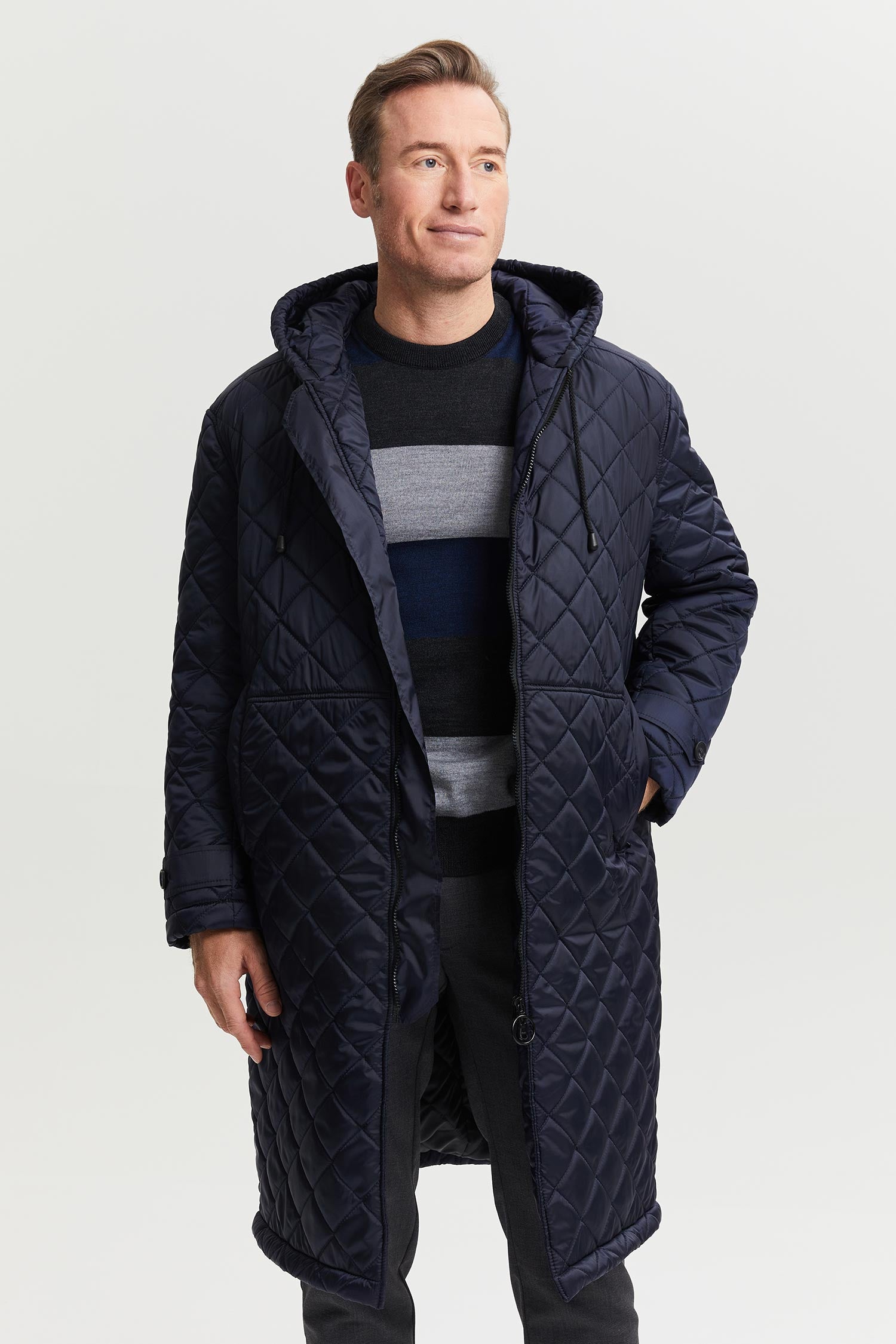 Pentti Water and Wind Repellent Quilted Parka Coat  Blue