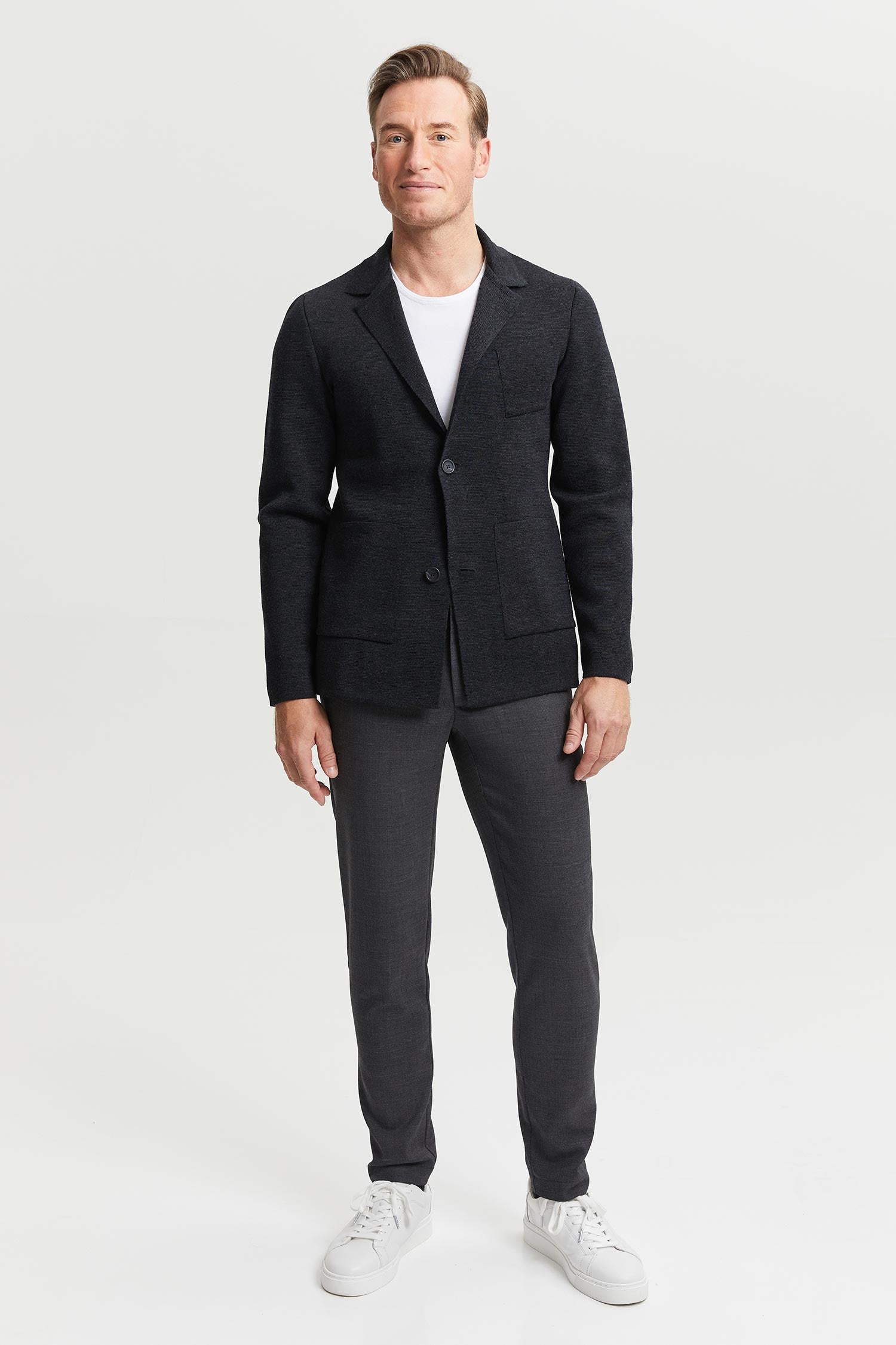 Elias Extra Fine Merino Wool Cardigan Anthracite