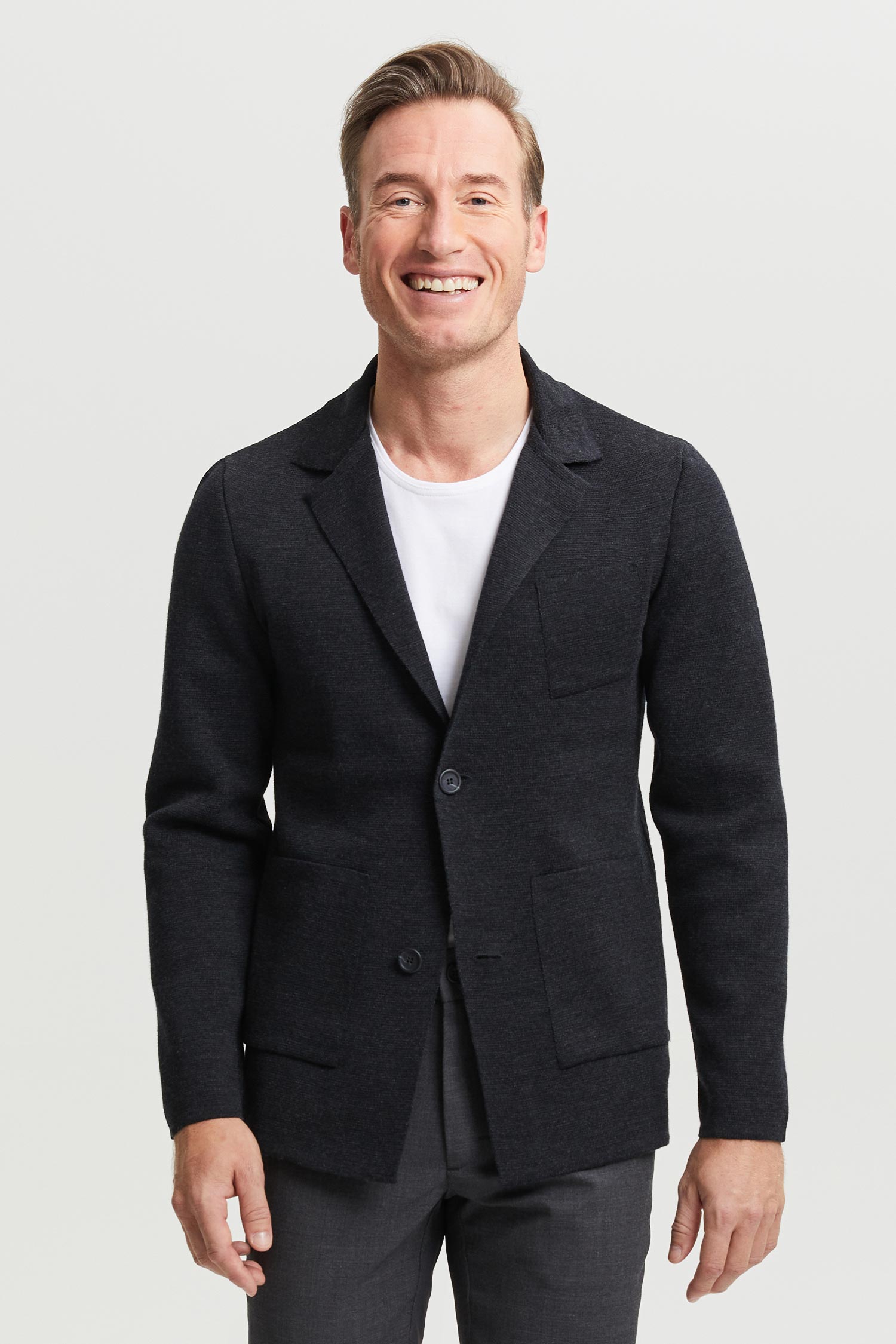 Elias Extra Fine Merino Wool Cardigan Anthracite