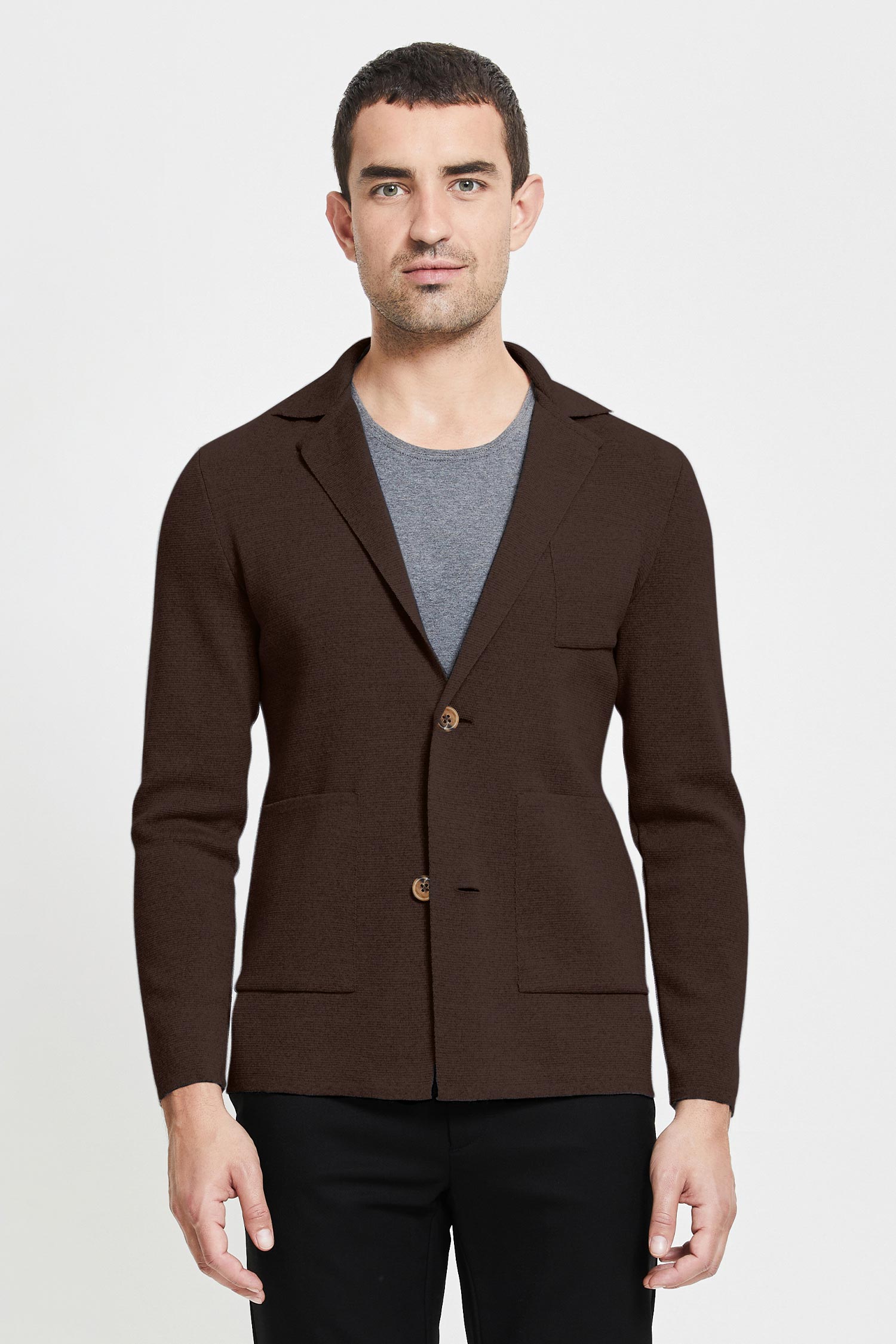 Elias Extra Fine Merino Wool Cardigan Brown