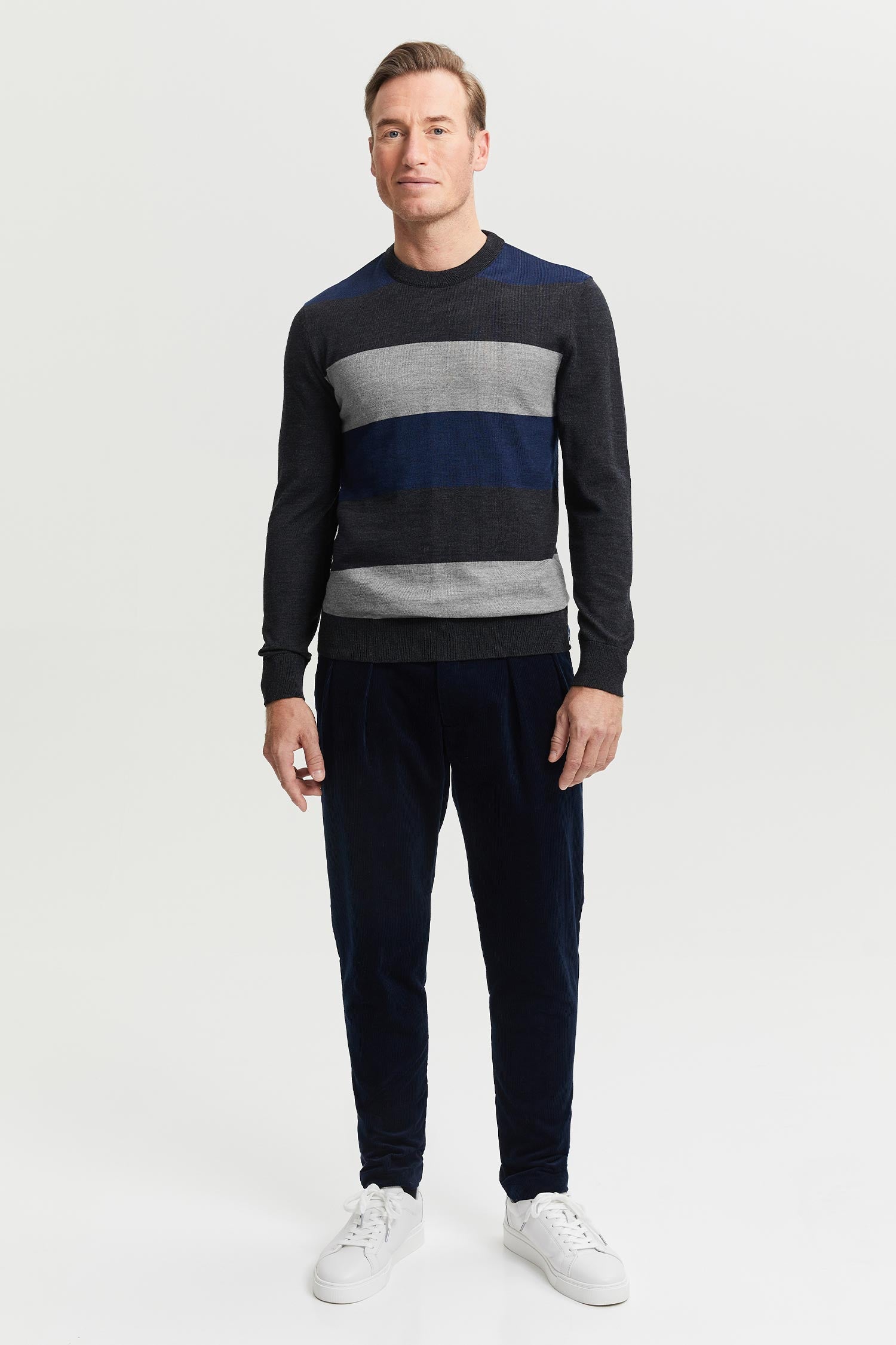 Daniel Extra Fine Merino Wool Pullover Blue-grey