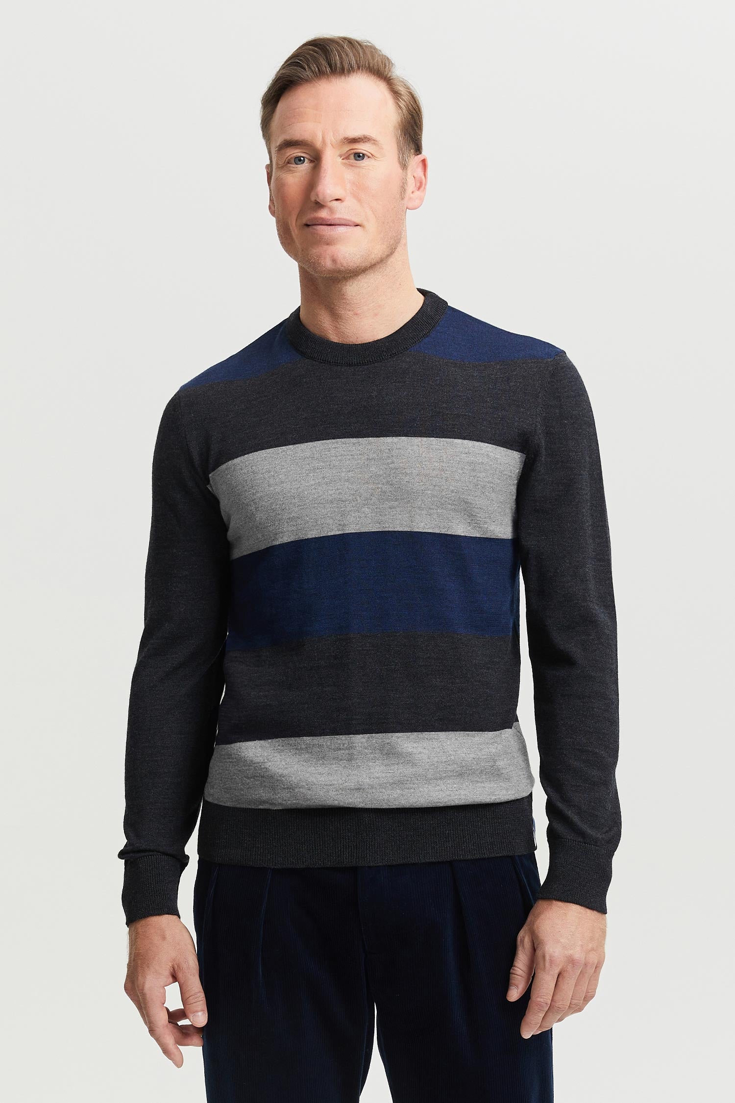 Daniel Extra Fine Merino Wool Pullover Blue-grey