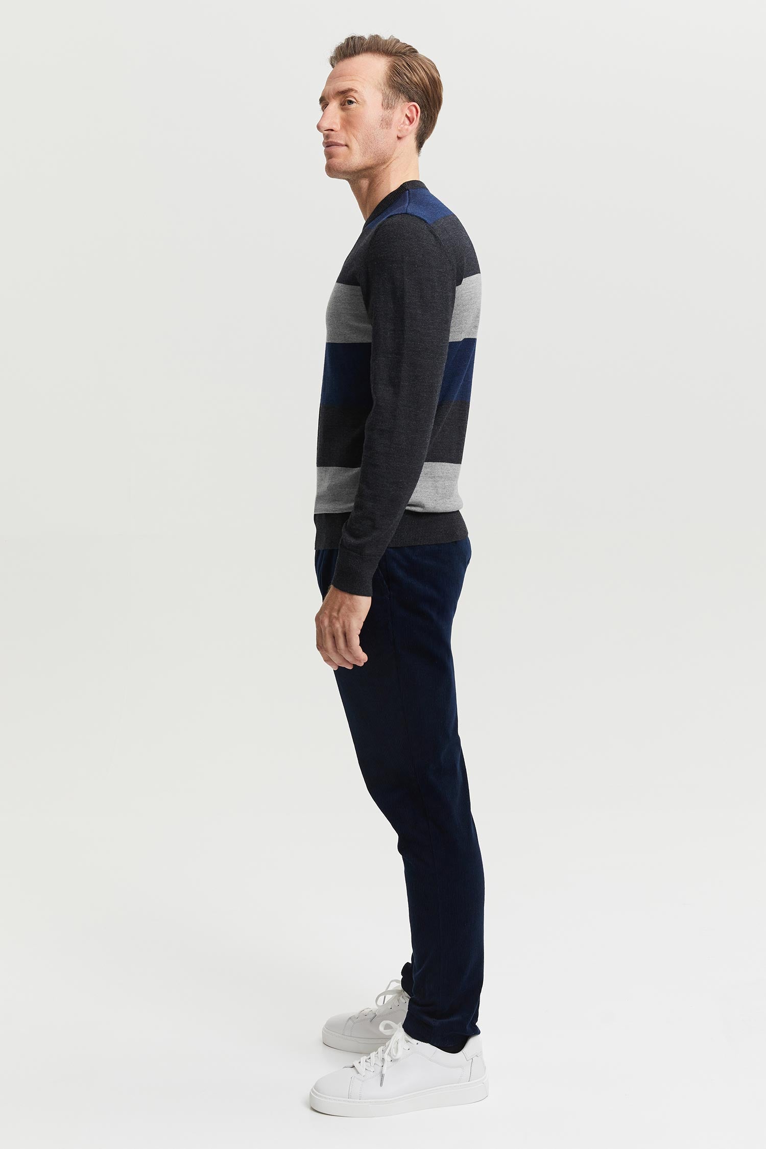 Daniel Extra Fine Merino Wool Pullover Blue-grey