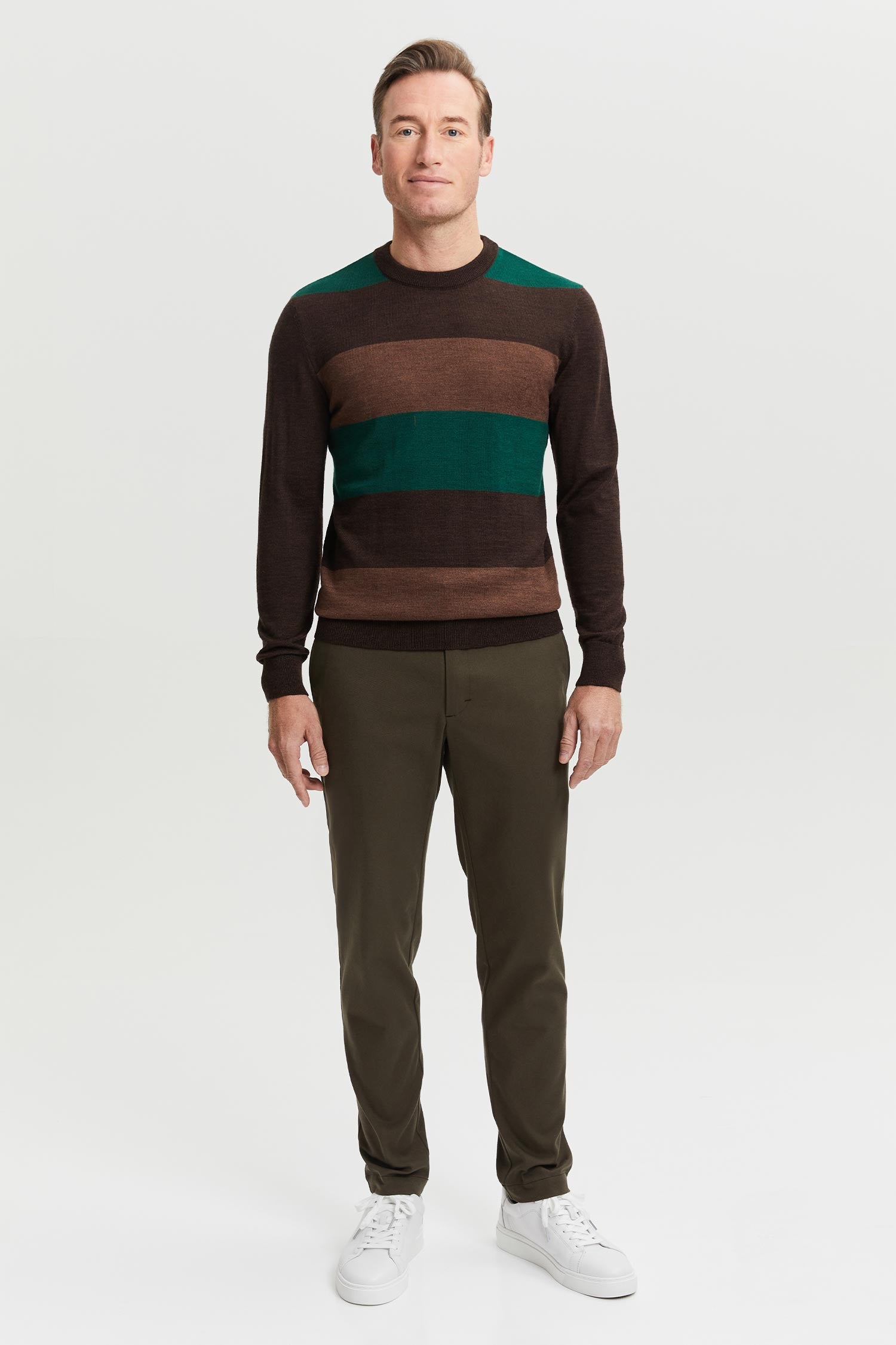 Daniel Extra Fine Merino Wool Pullover Brown-green