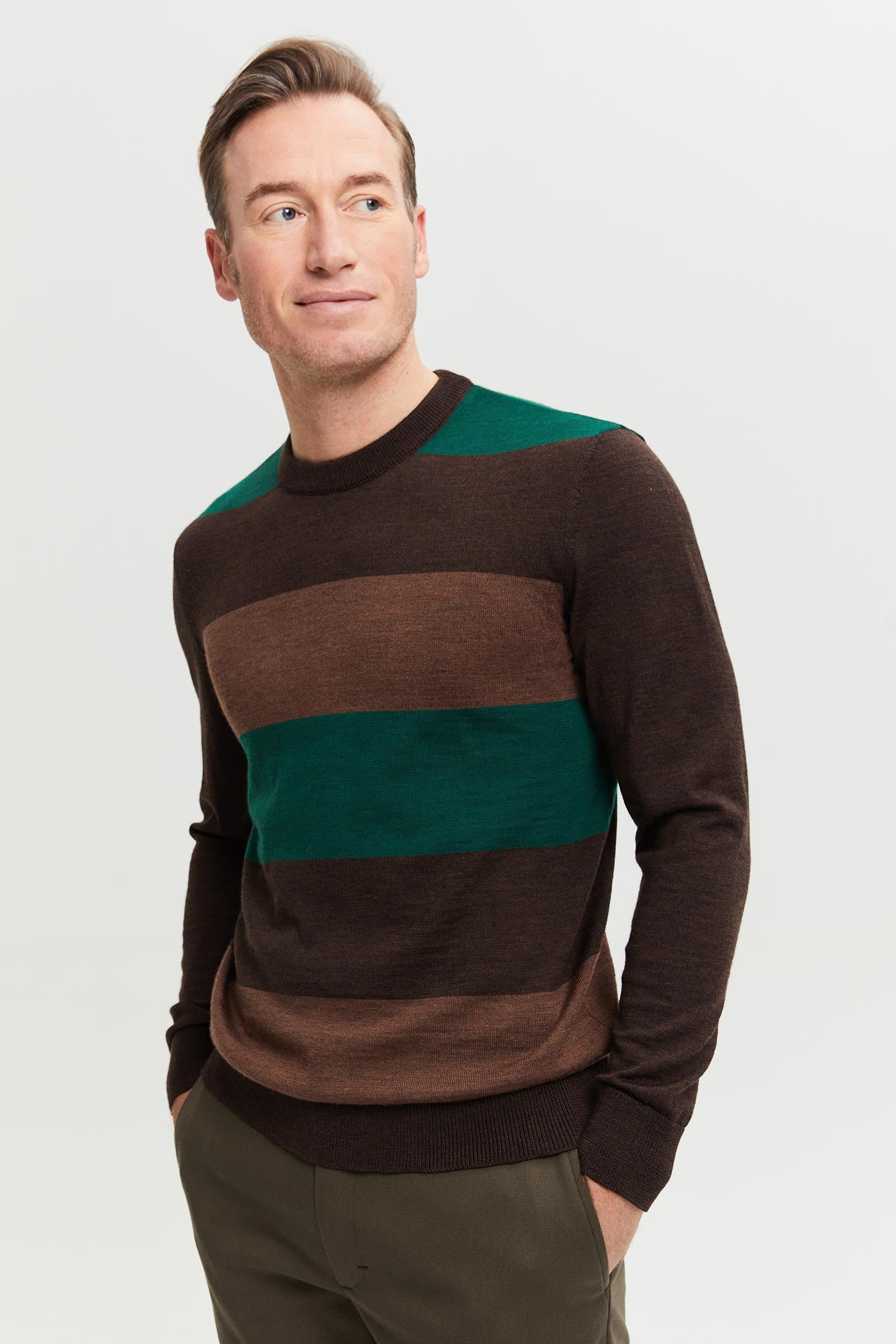 Daniel Extra Fine Merino Wool Pullover Brown-green