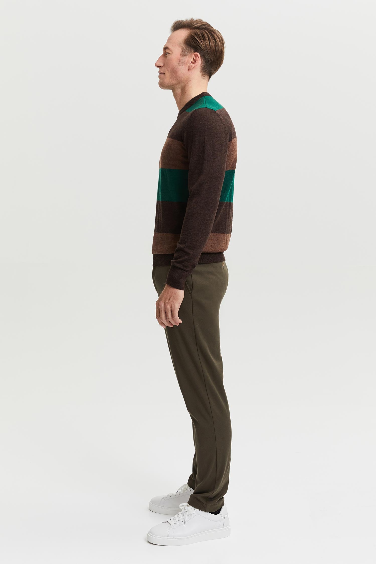 Daniel Extra Fine Merino Wool Pullover Brown-green