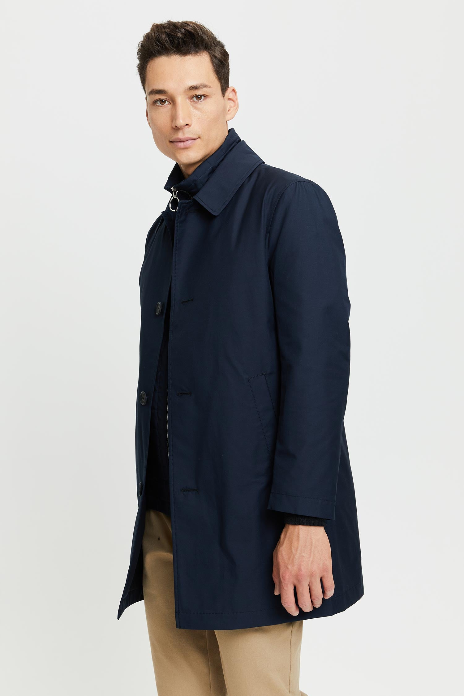 Frenn Petri premium quality sustainable organic cotton recycled polyester water and wind repellent coat blue