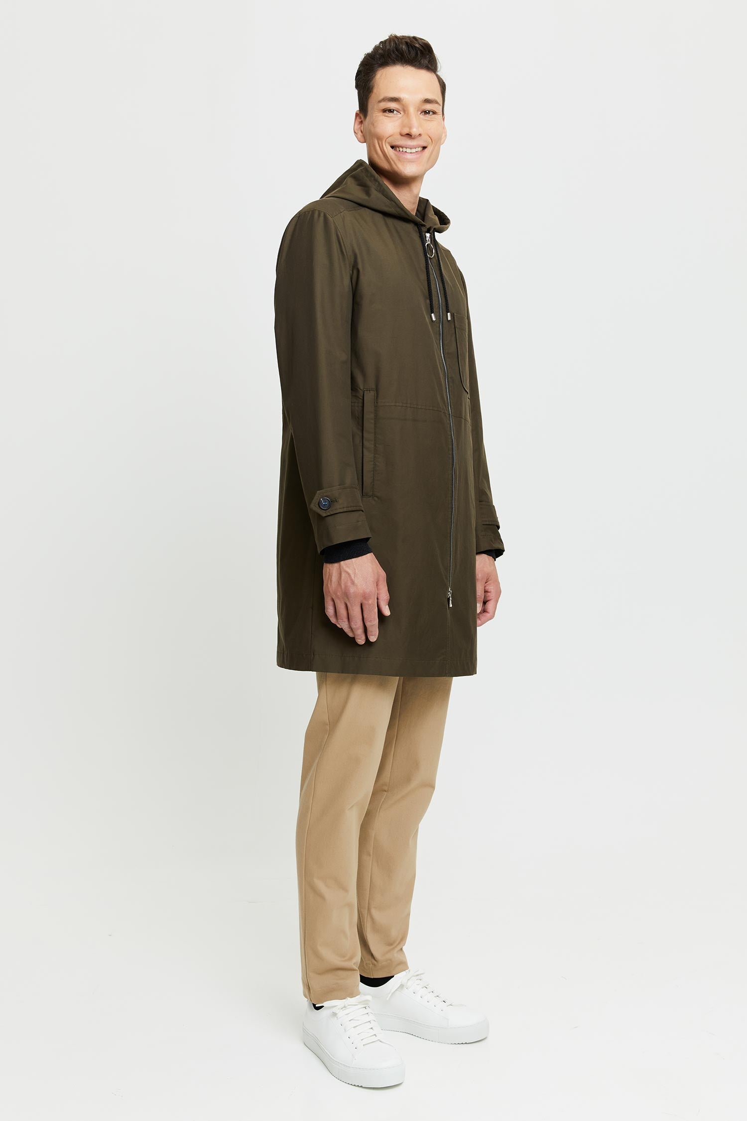 Frenn Paavo sustainable premium quality organic cotton and recycled polyester wind and water repellent parka coat green