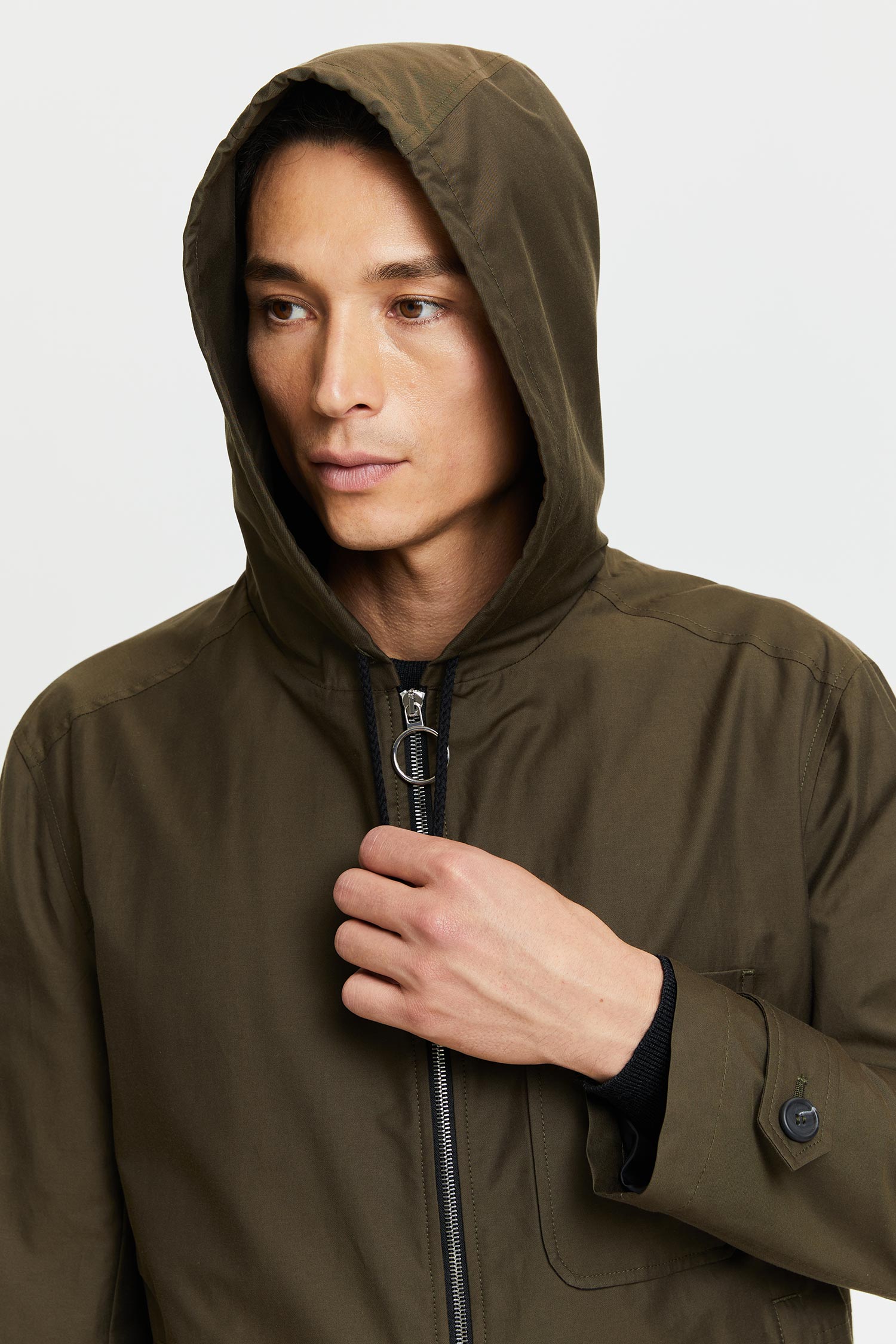 Frenn Paavo sustainable premium quality organic cotton and recycled polyester wind and water repellent parka coat green