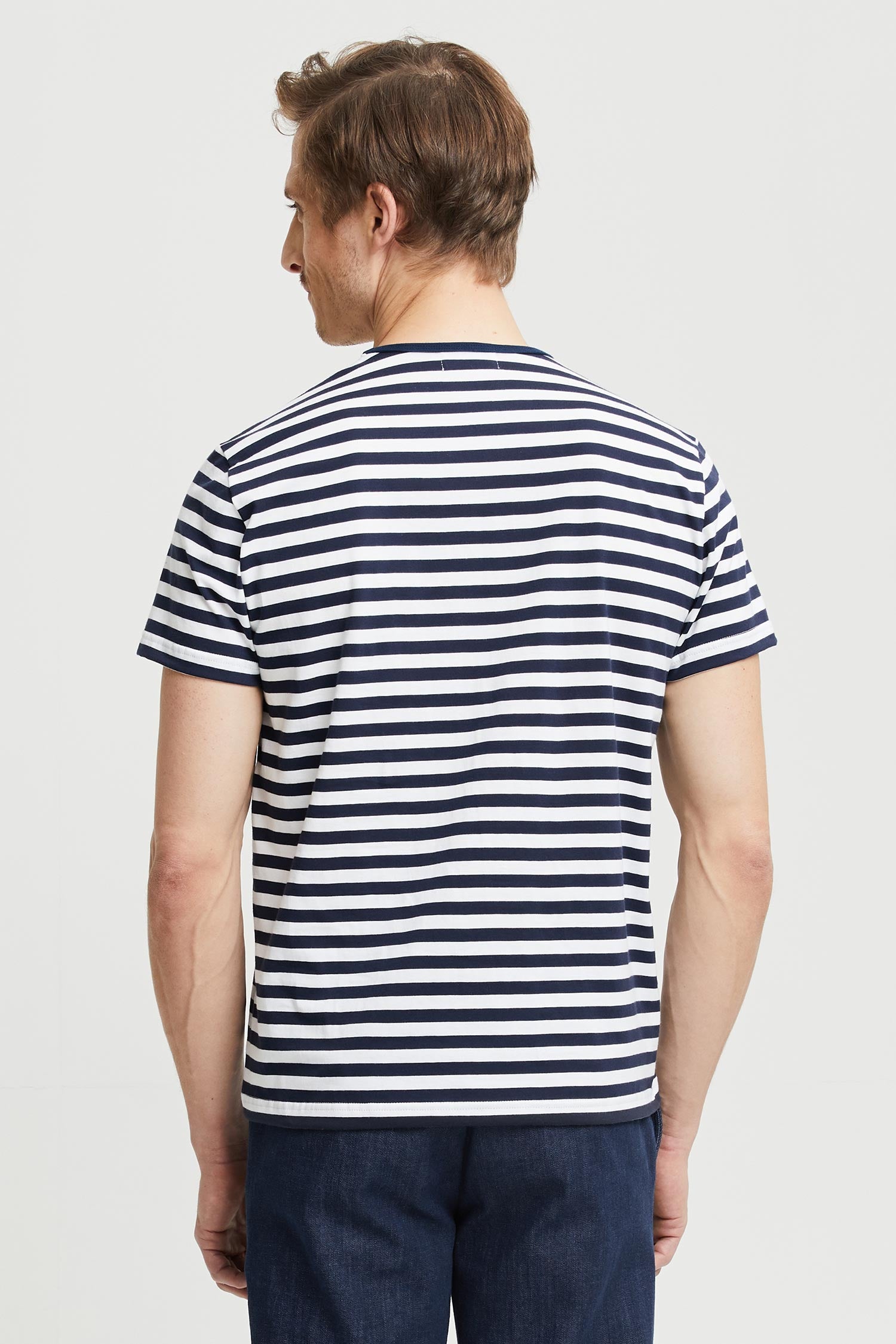 Frenn Hannes sustainable premium quality GOTS organic cotton striped t-shirt blue and white