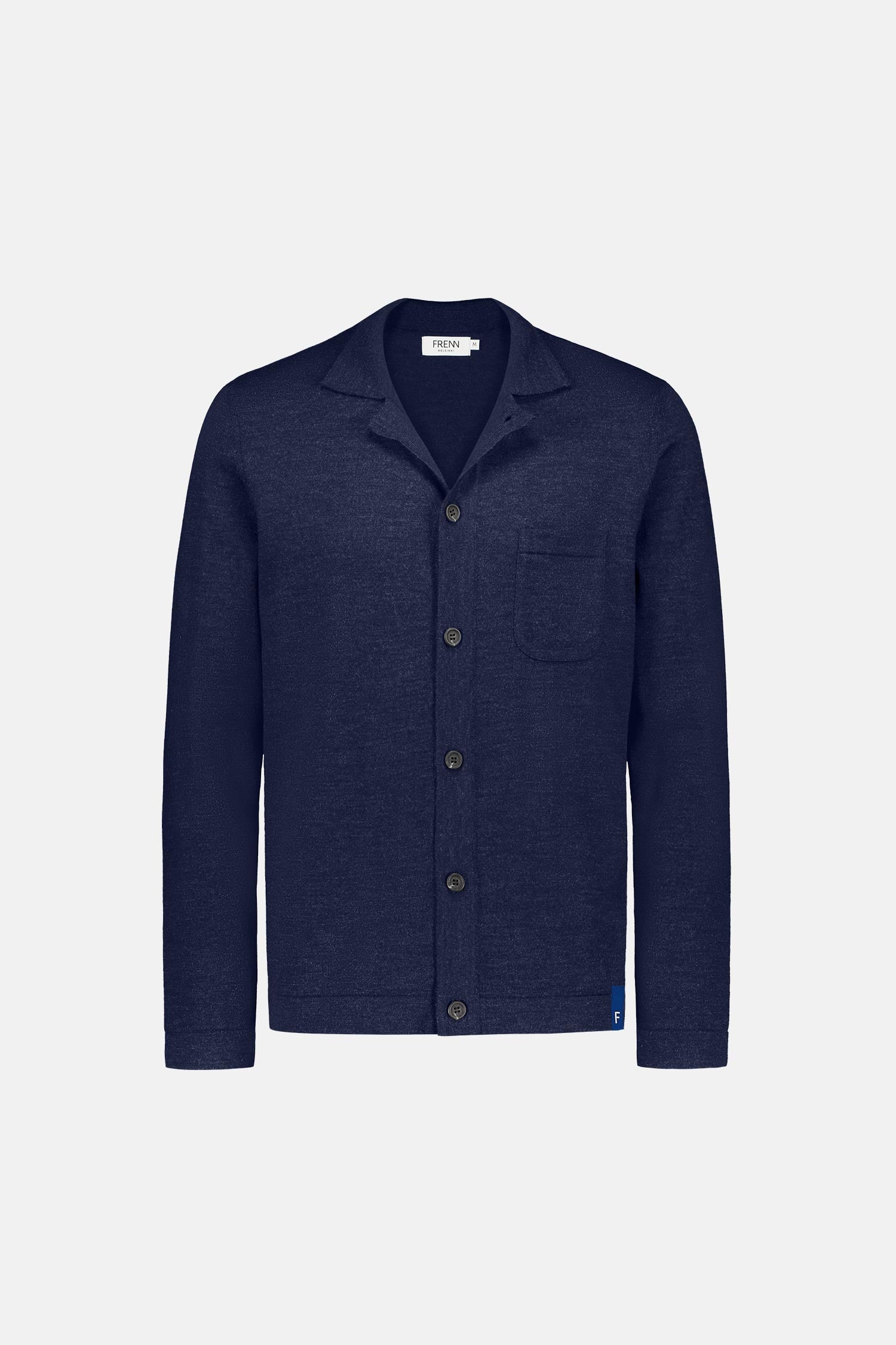 Frenn Eero sustainable premium quality extra fine merino wool knitted shirt blue